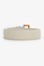 Saint Laurent White Leather Square Buckle Cassandre Belt