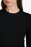Victoria Beckham Black Ribbed Cut-Out Hem Knit Long Sleeve Top Size 2