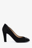 Pre-loved Chanel™ Black Grosgrain Fabric Patent Leather CC Cap Toe Pumps Size 38.5