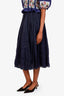 Chloé Navy Pleated Midi Skirt Size 36