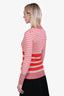 Sandro Red/Pink/White Knit Long Sleeve Top Size 3