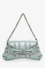 Gucci Blue/Green Leather Horsebit Chain Medium Bag With Two Straps