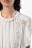Isabel Marant Etoile White Cotton Lace High-Neck Short Sleeve Mini Dress Size 34