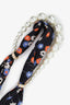 Miu Miu Black Silk Floral Faux Pearl Necklace