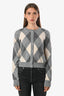 Sandro Grey/Cream Wool Blend Argyle Button Front Cardigan Size 1