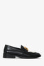 Pre-loved Chanel™ Black/White Brushed Leather CC Logo Loafers Size 38C