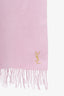 Saint Laurent Cream Pink YSL Logo Scarf
