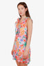 Saloni Pink Cece Ruffled Floral-print Voile Mini Dress Size 6