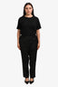 Lafayette 148 Black Wool Silk Printed 'Clinton' Trousers Size 16