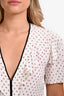 Maje White/Red Ruffled V-Neck Short Sleeve Mini Dress Size 3