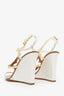 Louis Vuitton White/Yellow Monogram Open-Toe Butterfly Wedges Size 37