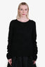 Comme des Garcons Black Wool Embroidered Scoop Neck Sweater Size M