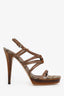 Gucci Brown Leather Bamboo Platform Sandals Size 40