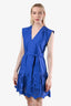 Derek Lam 10 Crosby Blue Cotton Embroidered Belted Sleeveless Mini Dress Size 2