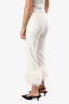 Nadine Merabi White Silk Fur Trimmed Pants Size XS