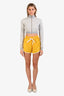 Miu Miu Yellow Nylon Drawstring Logo Embroidered Shorts Size 38