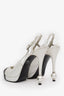Pre-loved Chanel™ Black/White Leather Pearl CC Platform Heels Size 39