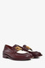 Pre-loved Chanel™ Burgundy/White CC Flats Size 40.5