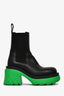Bottega Veneta Black/Green Flash Chelsea Platform Boots Size 37.5