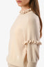 Chloe Beige Cashmere Ruffle Trim Sweater Size M
