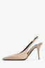 Saint Laurent Taupe Satin Slingback Heels Size 37