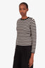 Max Mara Blue/White Striped Virgin Wool Cashmere Crewneck Sweater Size M