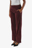 Pantalon droit en velours côtelé bordeaux Brunello Cucinelli, taille 36