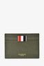 Thom Browne Green Pebble Grain Leather Note Compartment Card Holder