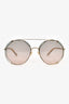 Chloe Green/Gold '41S' Aviator Sunglasses