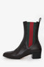 Gucci Brown Leather Web Accents 'Karen Lifford' Chelsea Ankle Boots Size 37