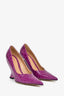 Bottega Veneta Purple Patent Croc-Embossed Punta Heels Size 35