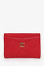 Pre-loved Chanel™ 2015-16 Red Quilted Lambskin Card Holder