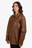 Tibi Brown 'Aviator' Leather Oversized Bomber Size M