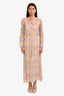 Red Valentino Pink Silk Floral Long Sleeve Maxi Dress Size 36