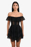 Charo Ruiz Ibiza Black Lace Crochet 'Vaina' Off-Shoulder Midi Dress Size XS