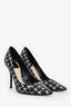 Christian Dior Black/White Embossed Python Leather Houndstooth Stiletto Heel Size 36.5