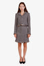 Pre-loved Chanel™ 19N Snow Collection Black/White Tweed Tassel Jacket with Midi Skirt Set Size 38
