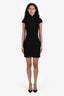 Pre-loved Chanel™ Black Wool Nylon Knit Textured Short Sleeve Mock Neck Mini Dress Size 36