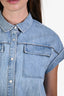 Brunello Cucinelli Blue Denim Light Wash Beaded Top Est Size XS