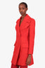 Alexander McQueen Red Wool Cashmere Double Breasted Peacoat Size 40