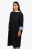 Sofie D'Hoore Black Cotton Long Sleeve Striped Cuff Sleeve Dress Size 38