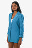 Alice & Olivia Blue Linen Single Breasted Blazer & Shorts Set Size 4