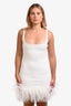 16Arlington White Ostrich Feathers Mini Dress Size 8