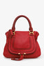 Chloe Red Pebbled Leather Medium Marcie Satchel Bag