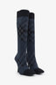 Burberry Blue Check Knitted Sock Boots Size 37.5