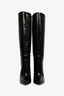 Paris Texas Black Leather 105 Croc-Effect Knee Boots Size 37.5