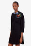 Miu Miu 2017 Black Beaded Flower Dress Size 42