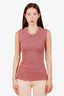 Dolce & Gabbana Pink Sparkle Knit Ruffle Sleeveless Top Size 40