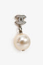 Pre-loved Chanel™ 2018 Silver Tone CC Crystal Faux Pearl Drop Earrings