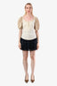 Chloe Navy Silk Pleated Button-Down Contrast Stitching Mini Skirt Size 34